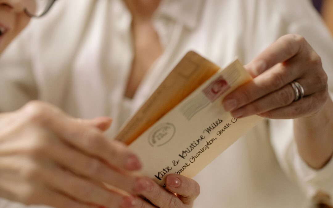 someone holding a stack of letters